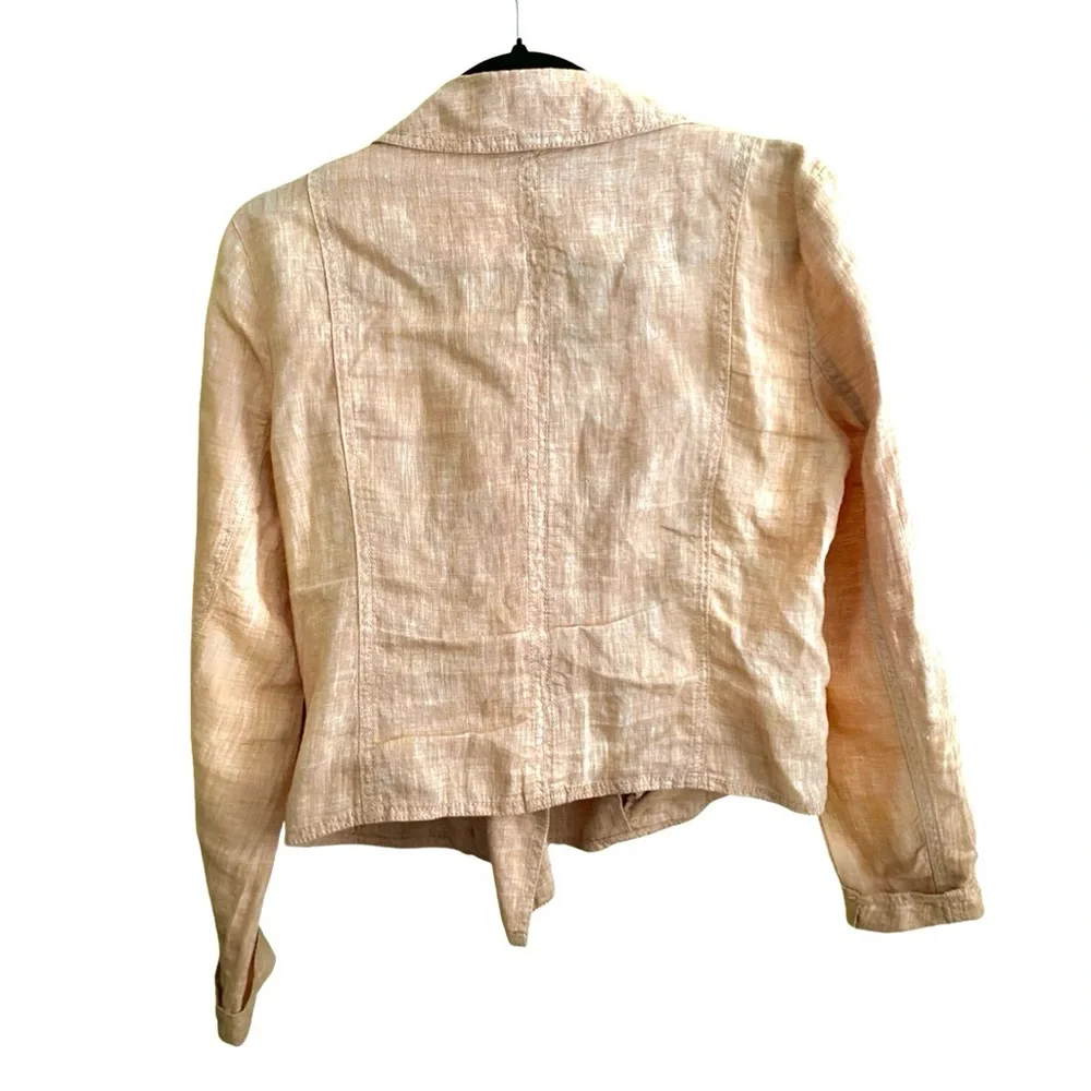 Loft Lou & Grey Women’s Jacket Small 100% Linen Moto Lightweight Blush Coral - Picture 6 of 9